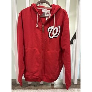 Brand New Majestic MLB Washington Nationals Fleece Full-Zip‎ Hoody Distressed M